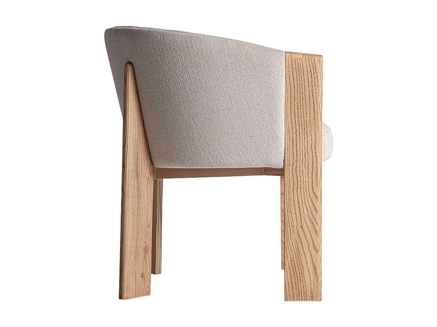 Chaise curvée en tissu beige et bois massif de chêne clair NARA-Beige