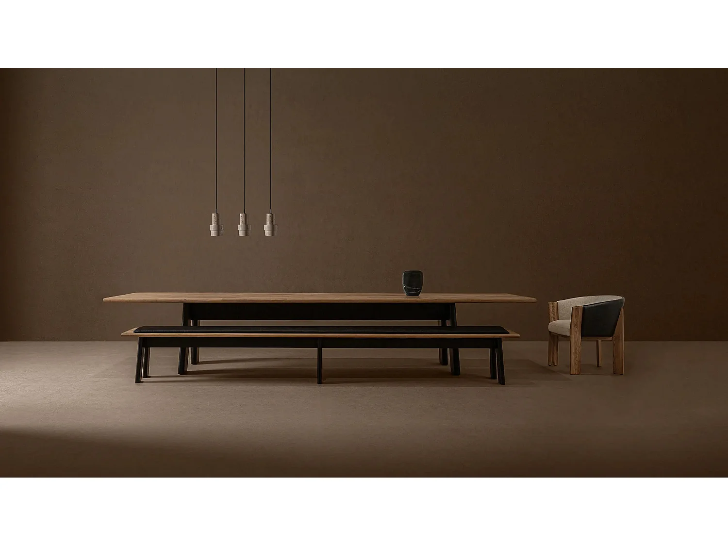 Chaise curvée en tissu beige et bois massif de chêne clair NARA-Beige
