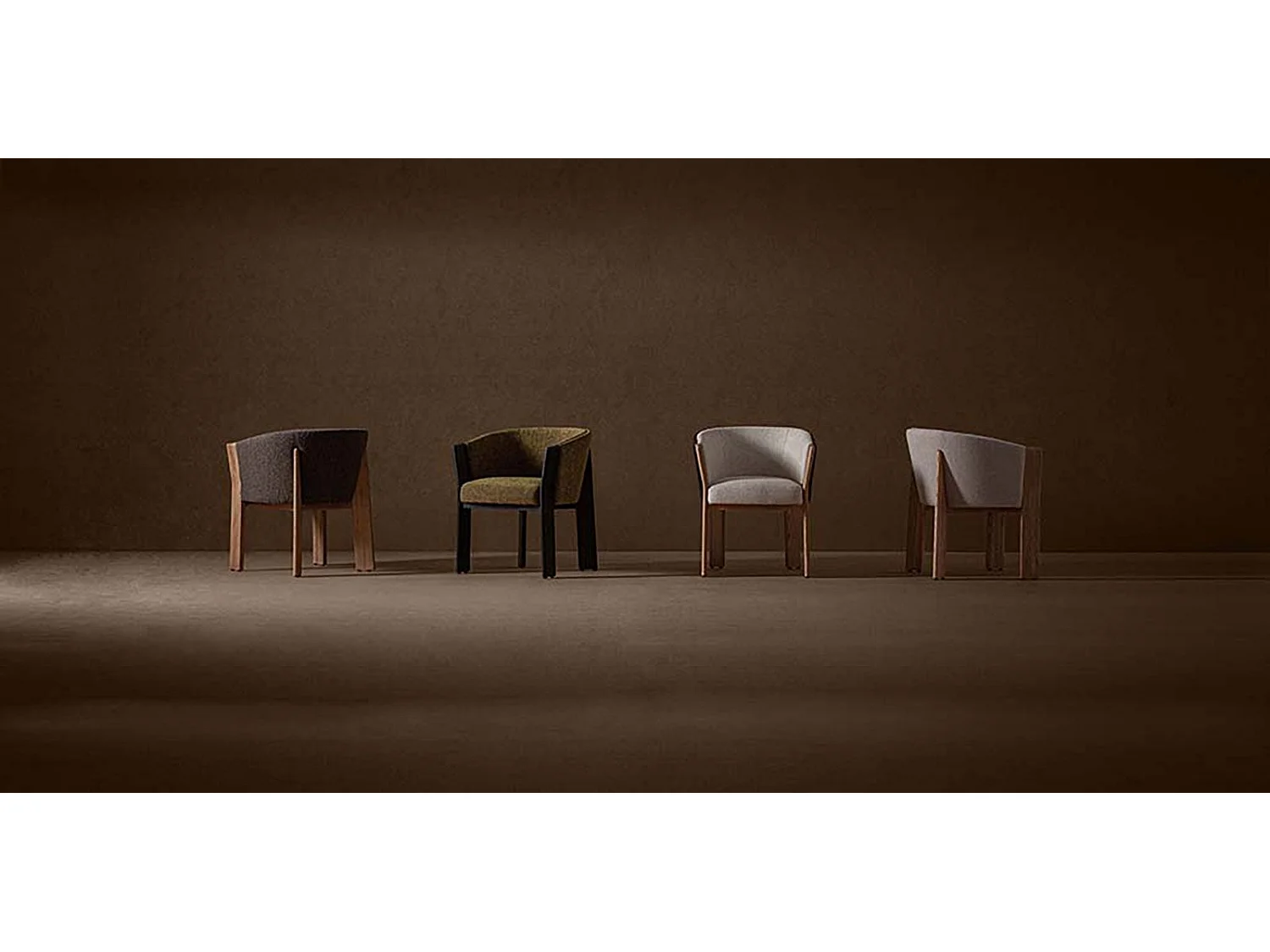 Chaise curvée en tissu beige et bois massif de chêne clair NARA-Beige