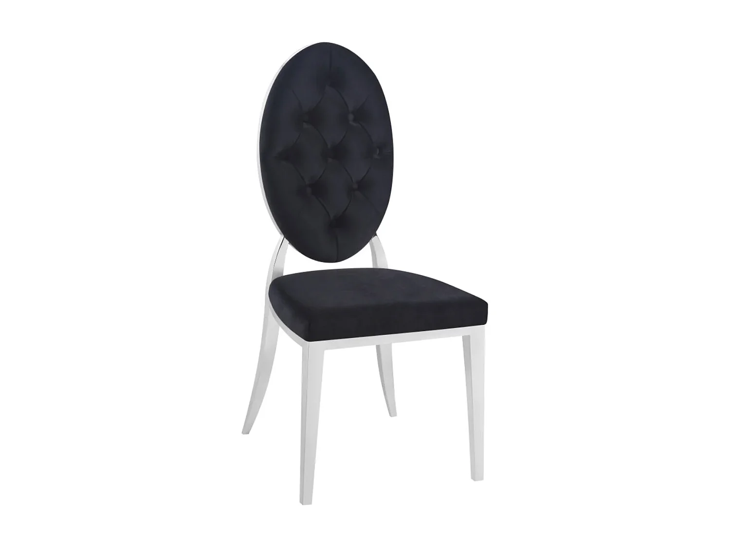 Chaise médaillon velours et métal argenté Kal - Lot de 4-Noir