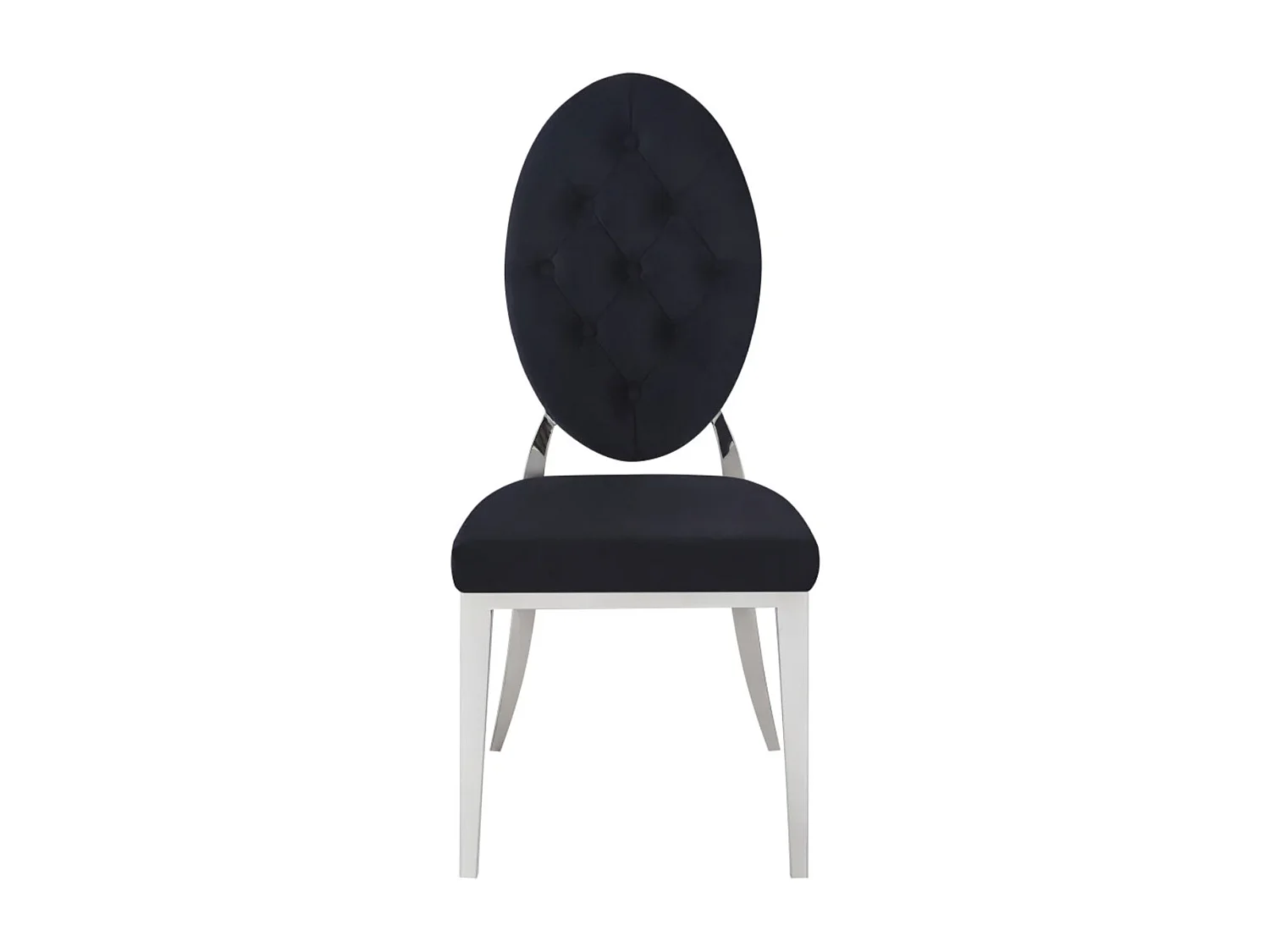 Chaise médaillon velours et métal argenté Kal - Lot de 4-Noir