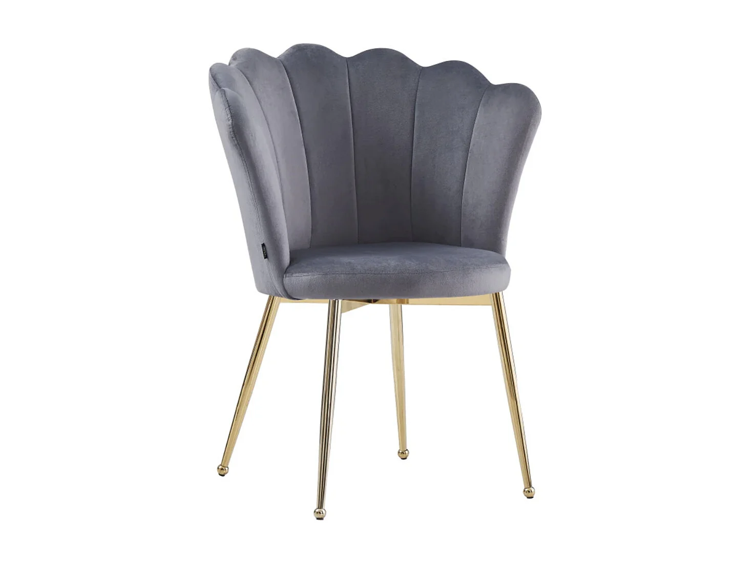 Chaise moderne velours et pied métal doré Pétale - Lot de 2-Gris