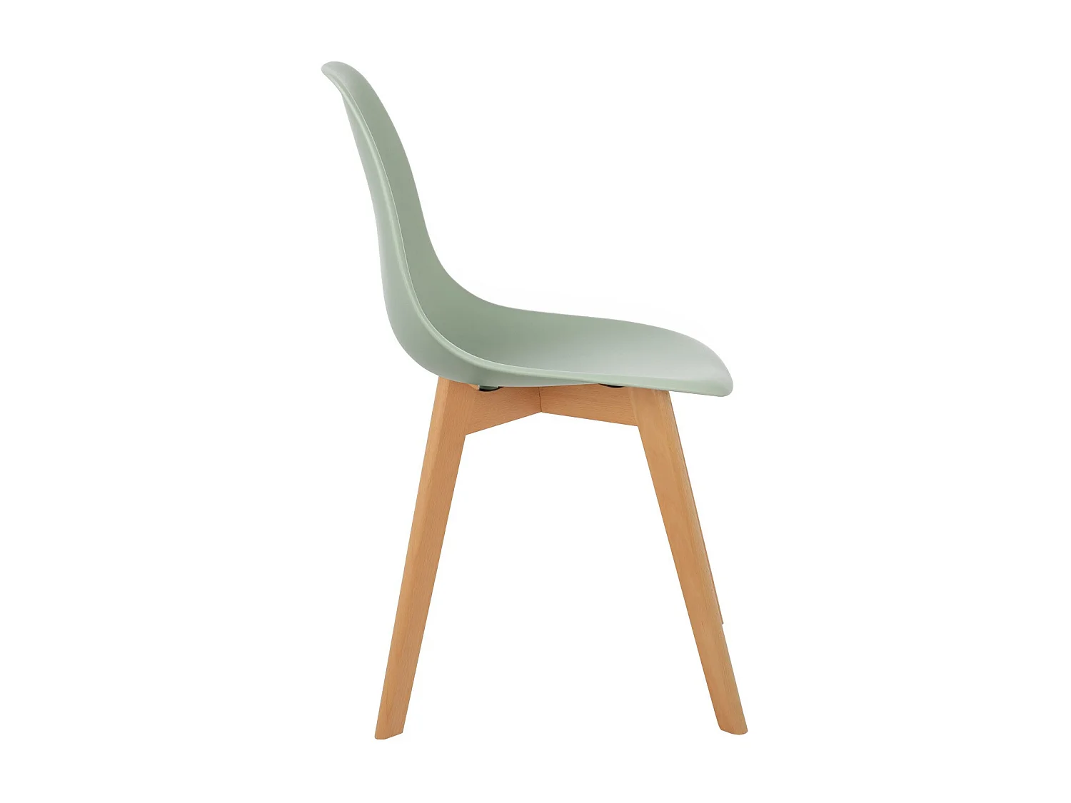 Silla nórdica Nordo verde pastel y patas de haya clara - Juego de 2