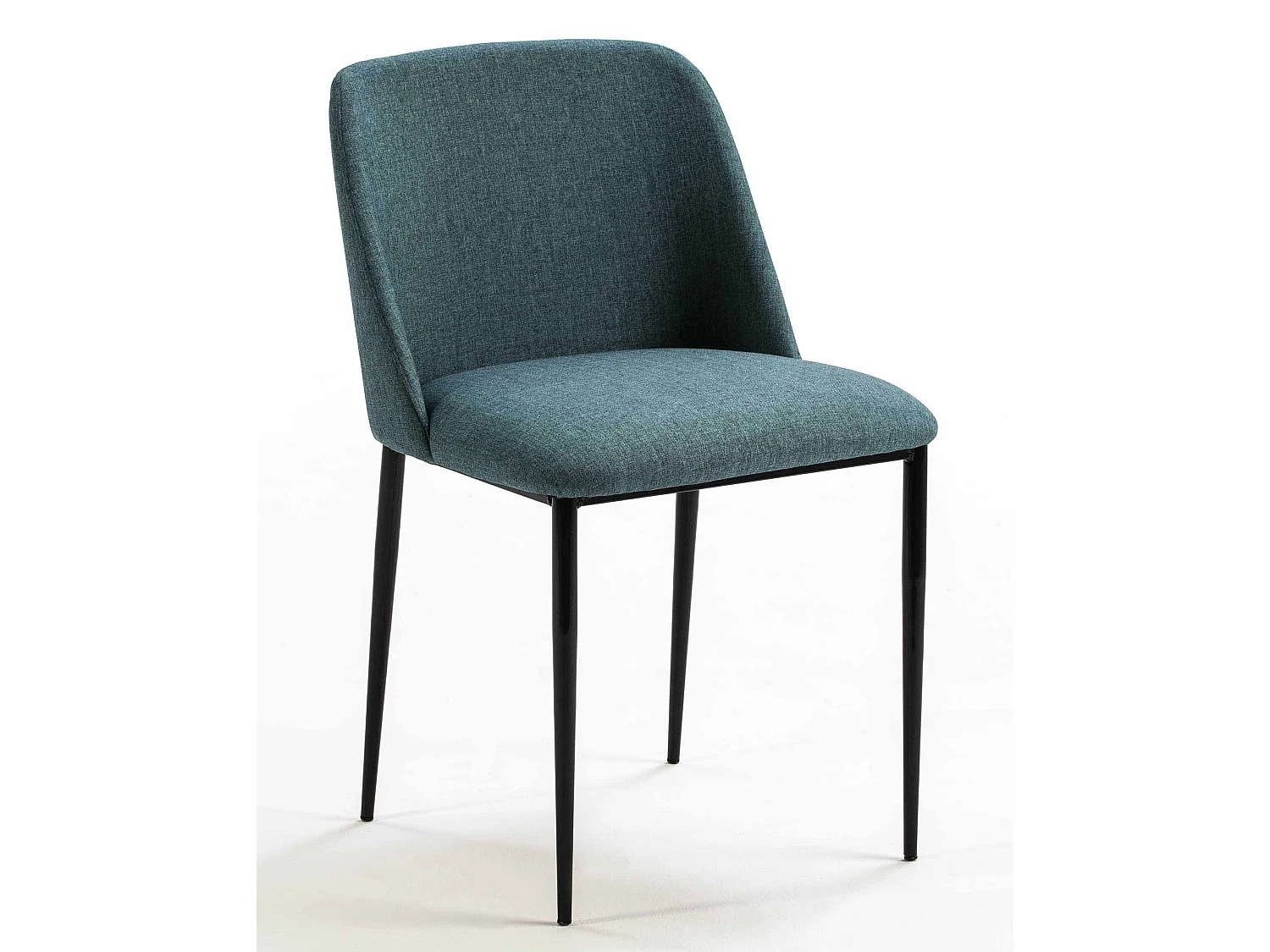 Chaise tissu bleu et pied métal noir KIZA