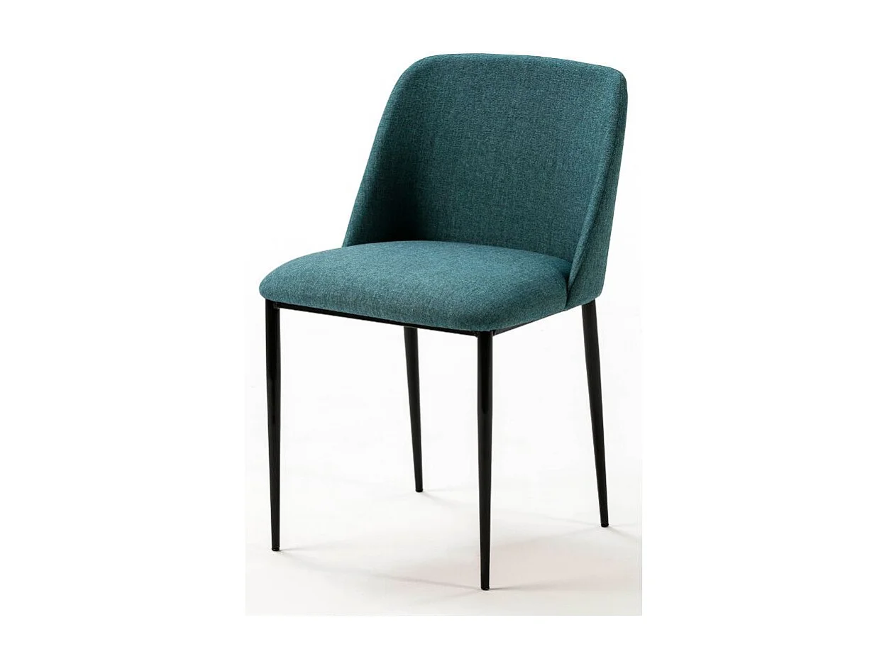 Chaise tissu bleu et pied métal noir KIZA