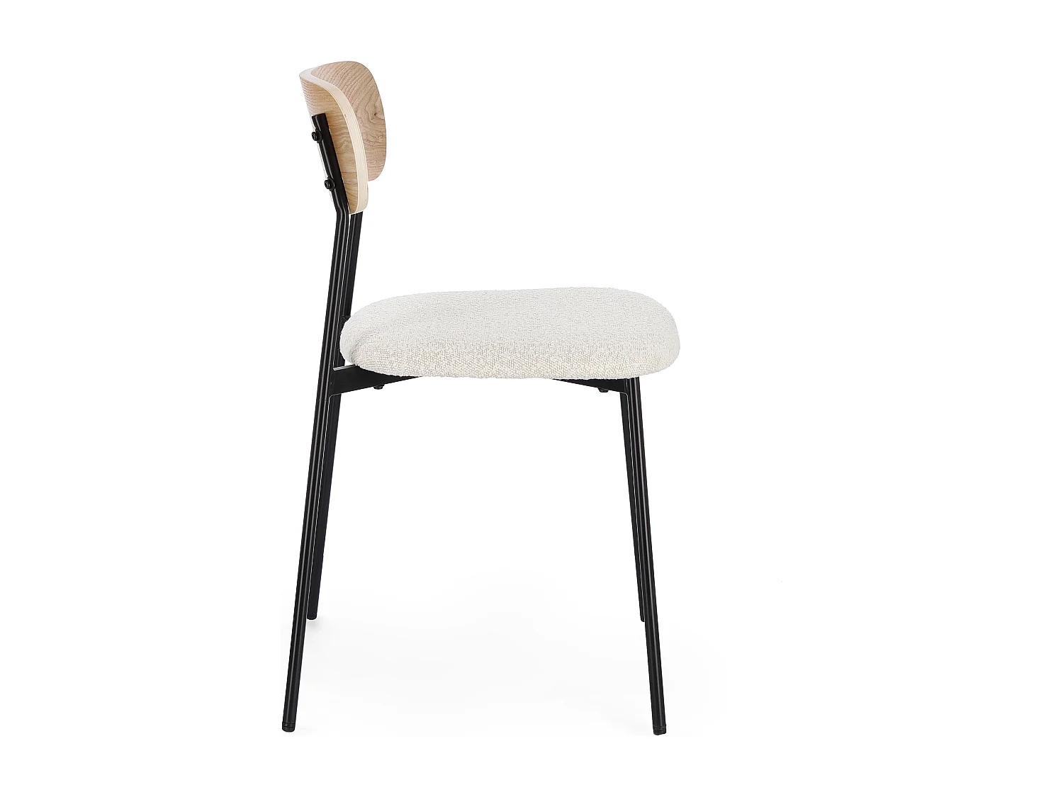 Lot de 2 chaises GENEVIEVE – Tissu bouclé & pieds acier noir-Beige