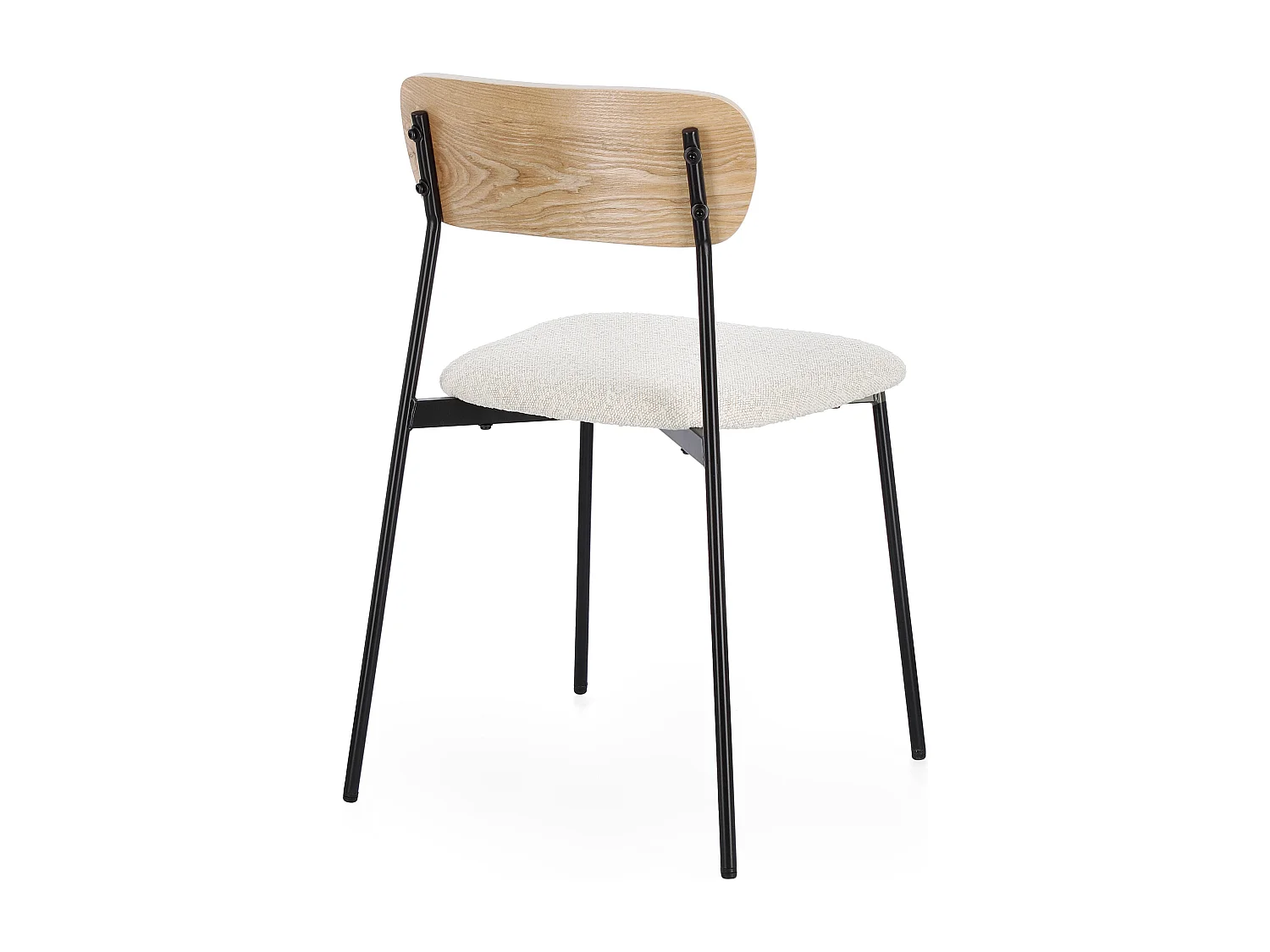 Lot de 2 chaises GENEVIEVE – Tissu bouclé & pieds acier noir-Beige