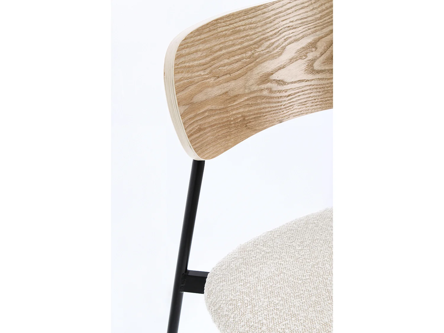 Lot de 2 chaises GENEVIEVE – Tissu bouclé & pieds acier noir-Beige