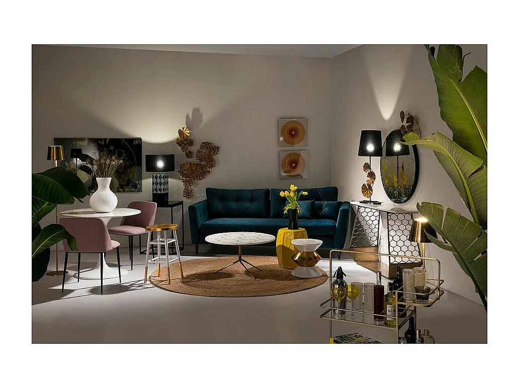 Chaise tissu rose et pied métal noir KIZA