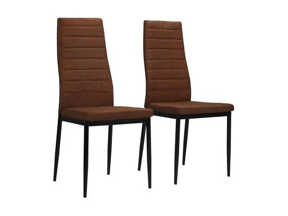 Chaise tissu marron et pied métal noir Karlane - Lot de 2