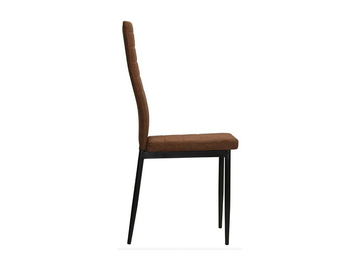 Chaise tissu marron et pied métal noir Karlane - Lot de 2