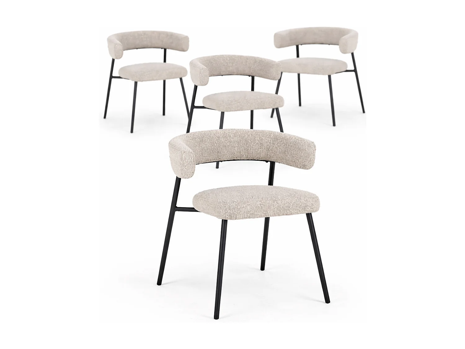 Lot de 4 chaises AMAIA – Confort rembourré & design contemporain-Taupe