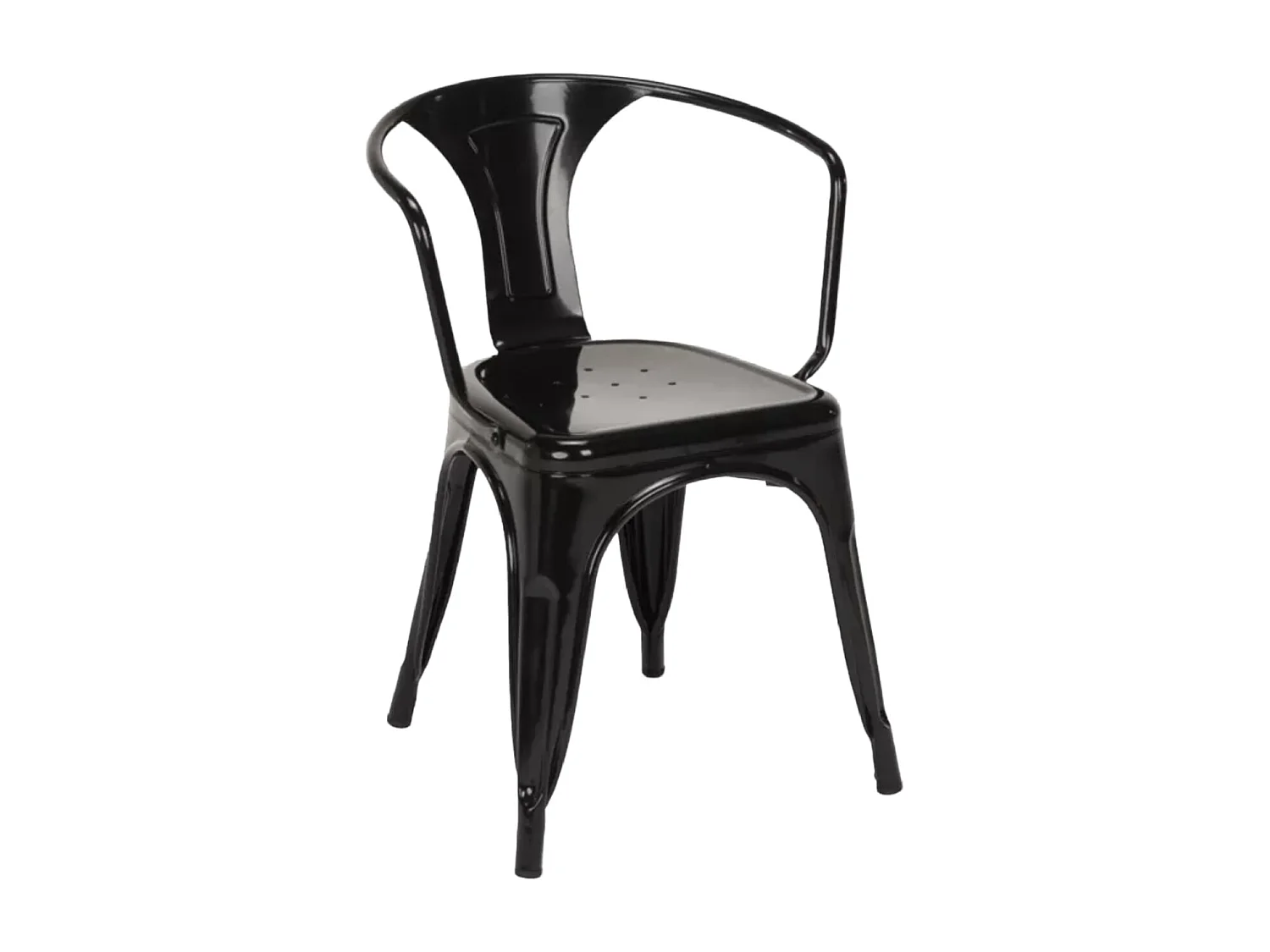 Chaise industrielle avec accoudoir acier brillant Kuita-Noir