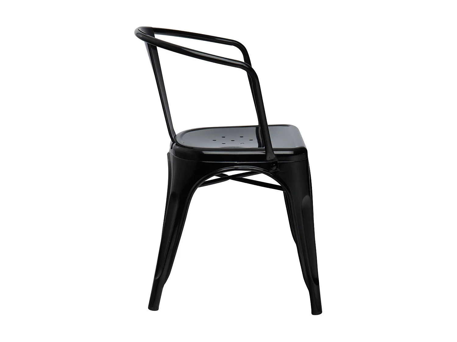 Chaise industrielle avec accoudoir acier brillant Kuita-Noir