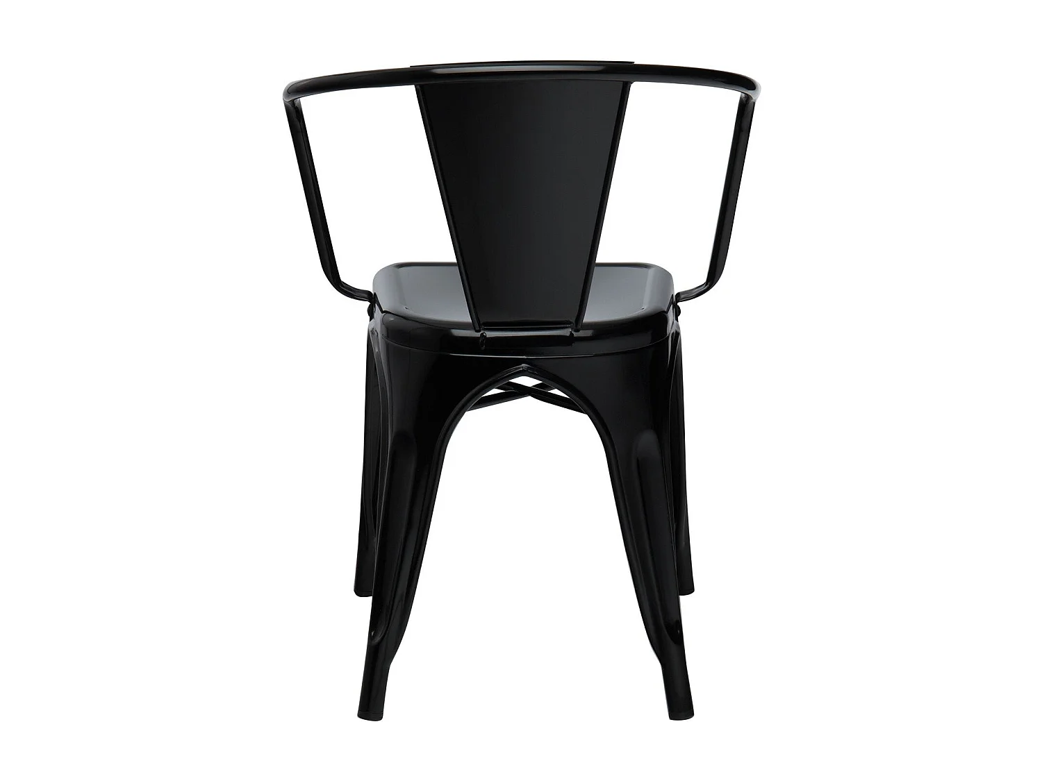 Chaise industrielle avec accoudoir acier brillant Kuita-Noir