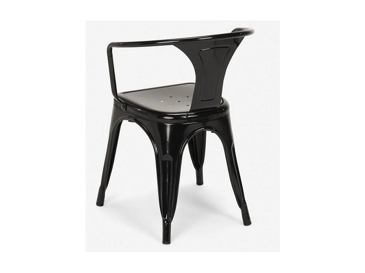 Chaise industrielle avec accoudoir acier brillant Kuita-Noir