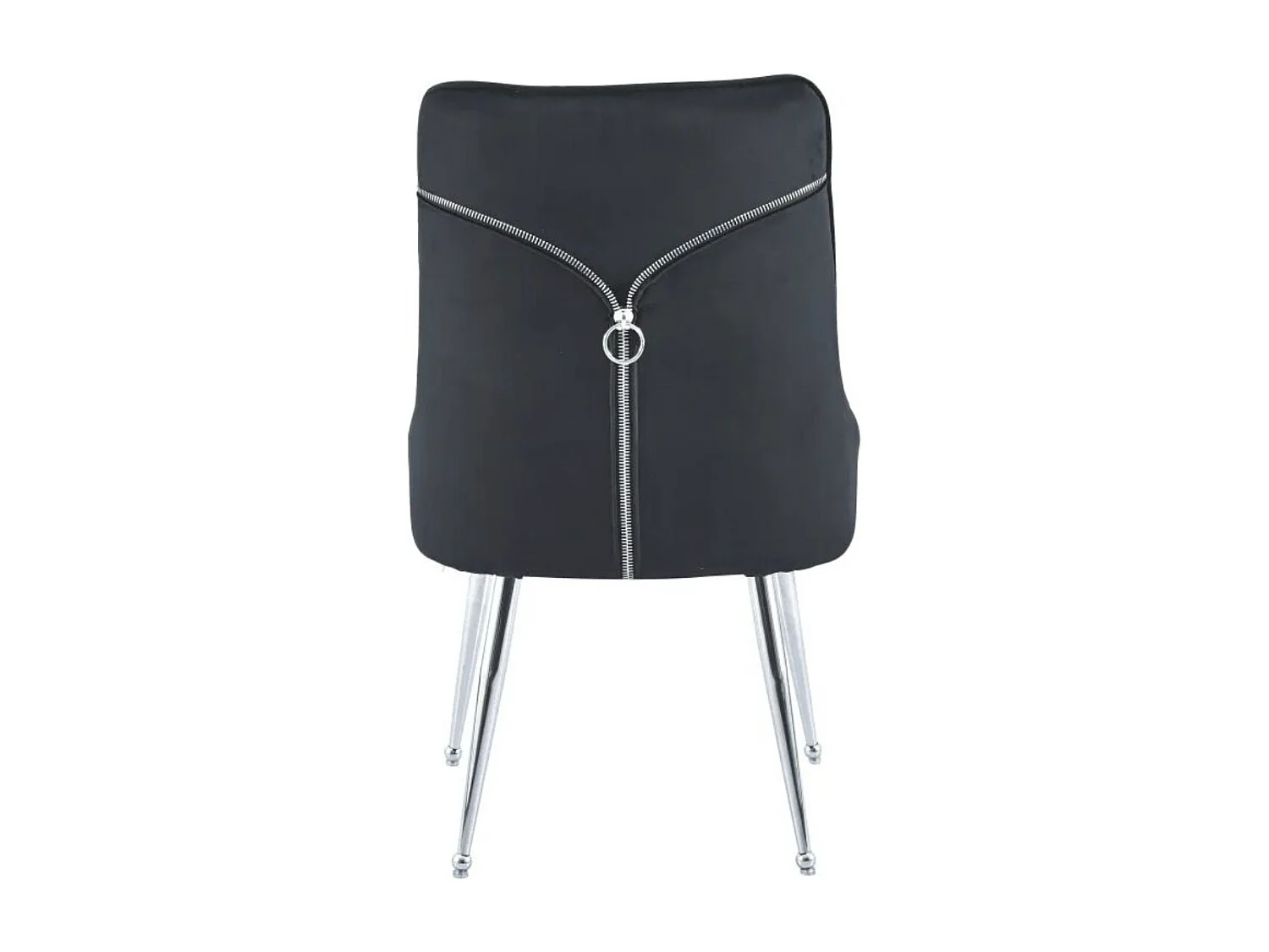 Chaise originale velours et pied métal argenté Farma - Lot de 2-Noir