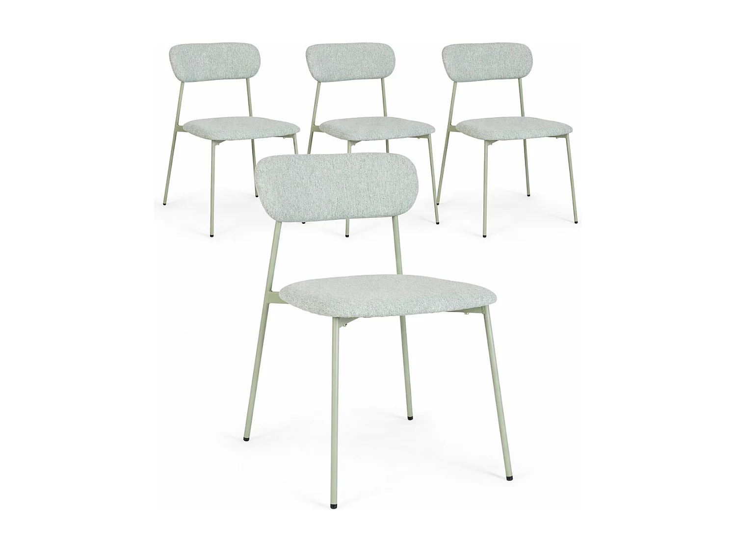 Set de 4 chaises INKA – Acier peint & assise rembourrée-Vert