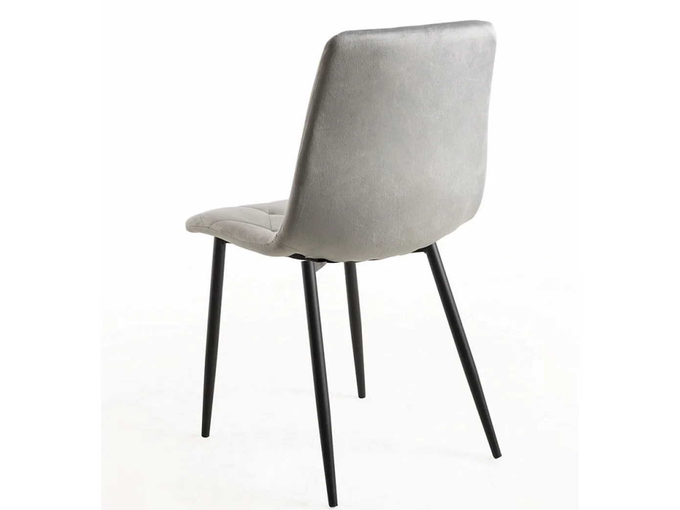 Juego de 2 sillas ARIEL – Terciopelo acolchado con rombos y patas de acero negro-Gris claro