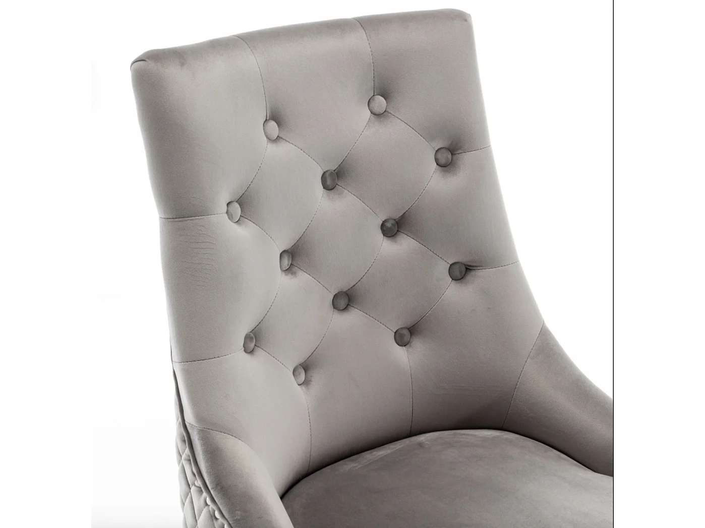 Chaise capitonnée velours avec anneau au dos et pied métal chromé Royal - Lot de 2-Gris clair