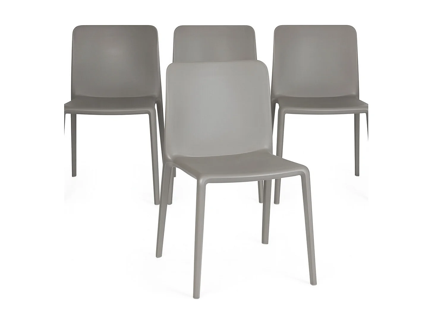Conjunto de 4 sillas apilables de polipropileno KLOVIS-Gris