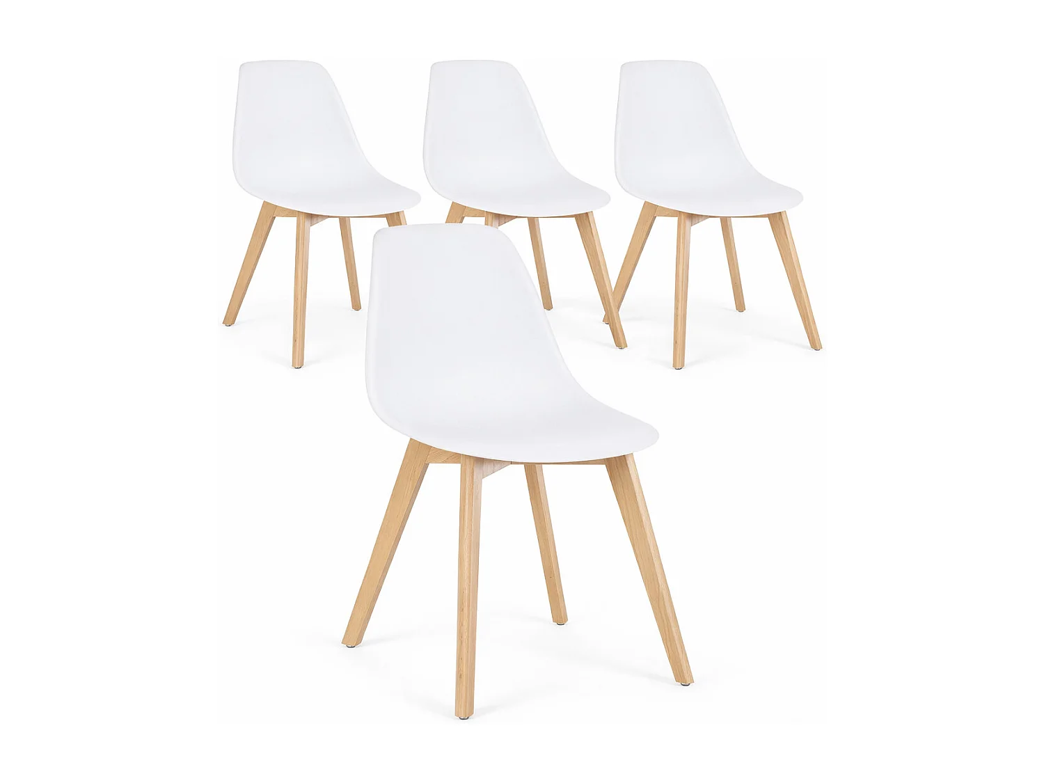 Lot de 4 chaises KAZO – Coque PP renforcée & piétement hêtre-Noir