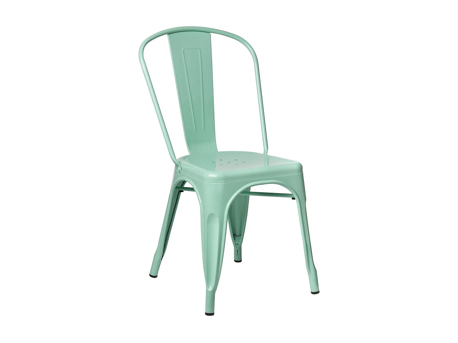 Chaise industrielle en acier brillant KONTOIR-Vert pastel