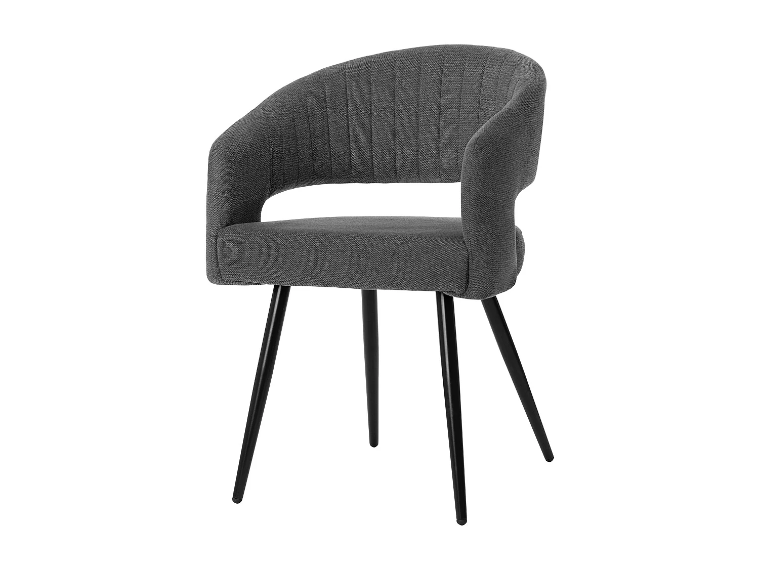Fauteuil moderne tissu gris foncé et pied métal noir Kliro