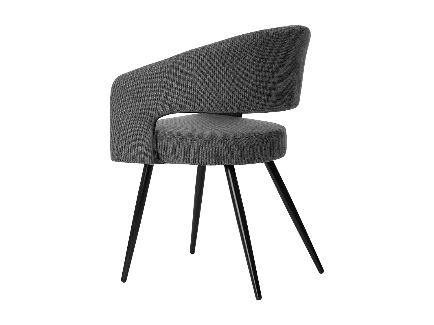 Fauteuil moderne tissu gris foncé et pied métal noir Kliro