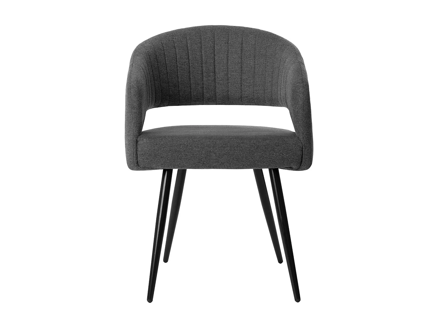 Fauteuil moderne tissu gris foncé et pied métal noir Kliro