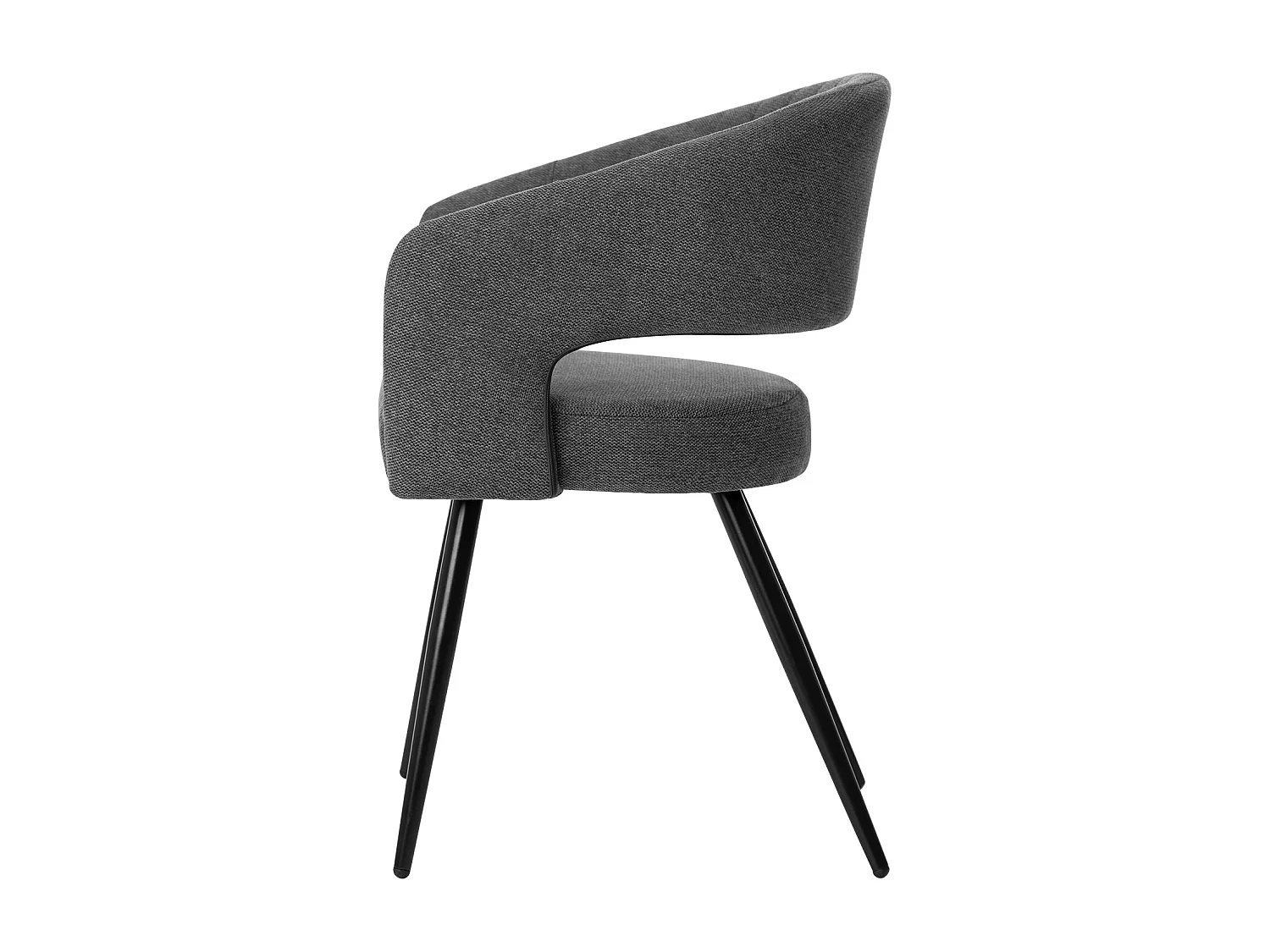 Fauteuil moderne tissu gris foncé et pied métal noir Kliro