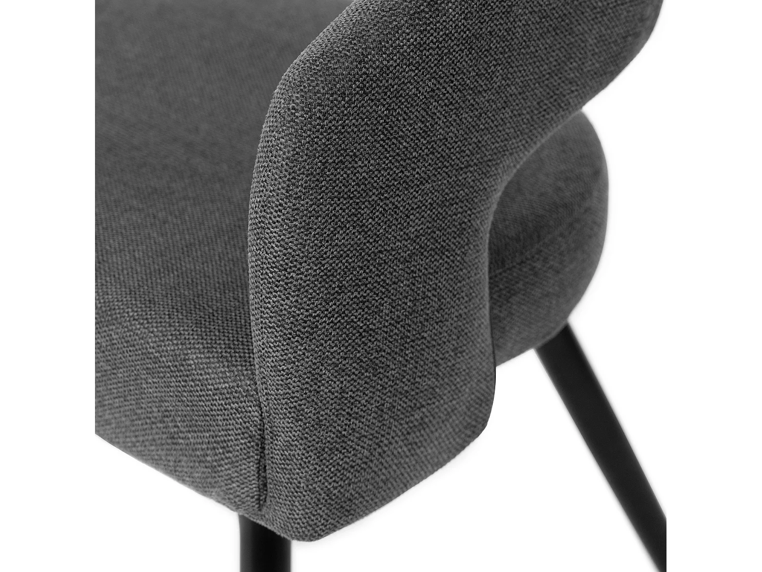 Fauteuil moderne tissu gris foncé et pied métal noir Kliro