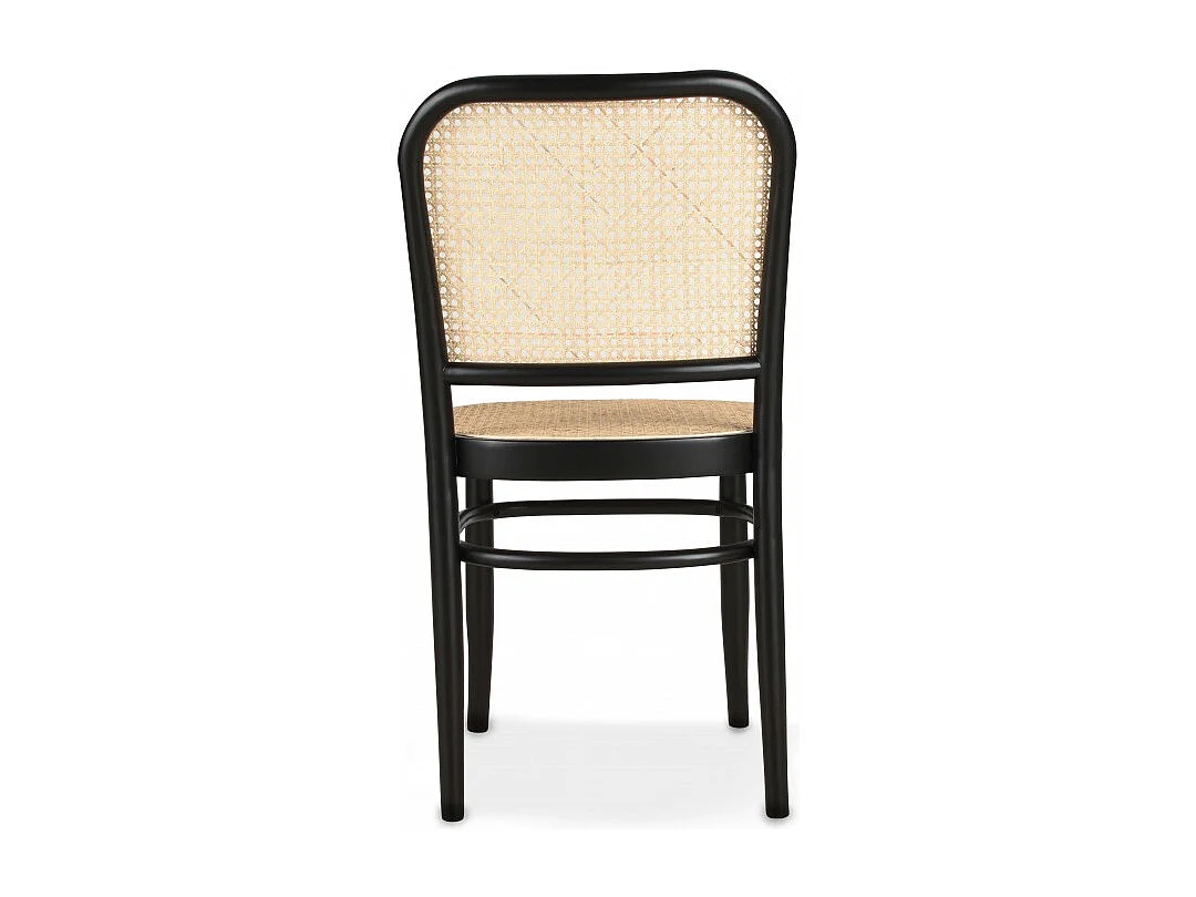 Zwart gelakt hout en natuurlijke kola rotan stoel