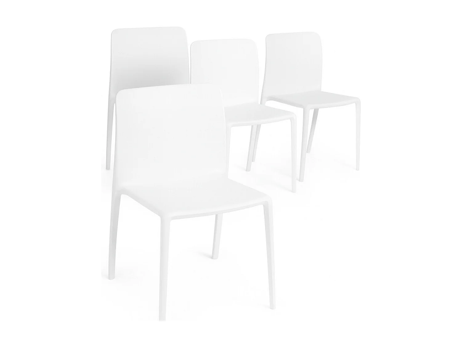Lot de 4 chaises empilables polypropylène KLOVIS-Blanc