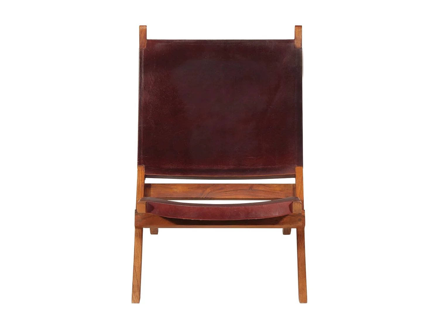 Chaise de relaxation pliable cuir véritable marron foncé