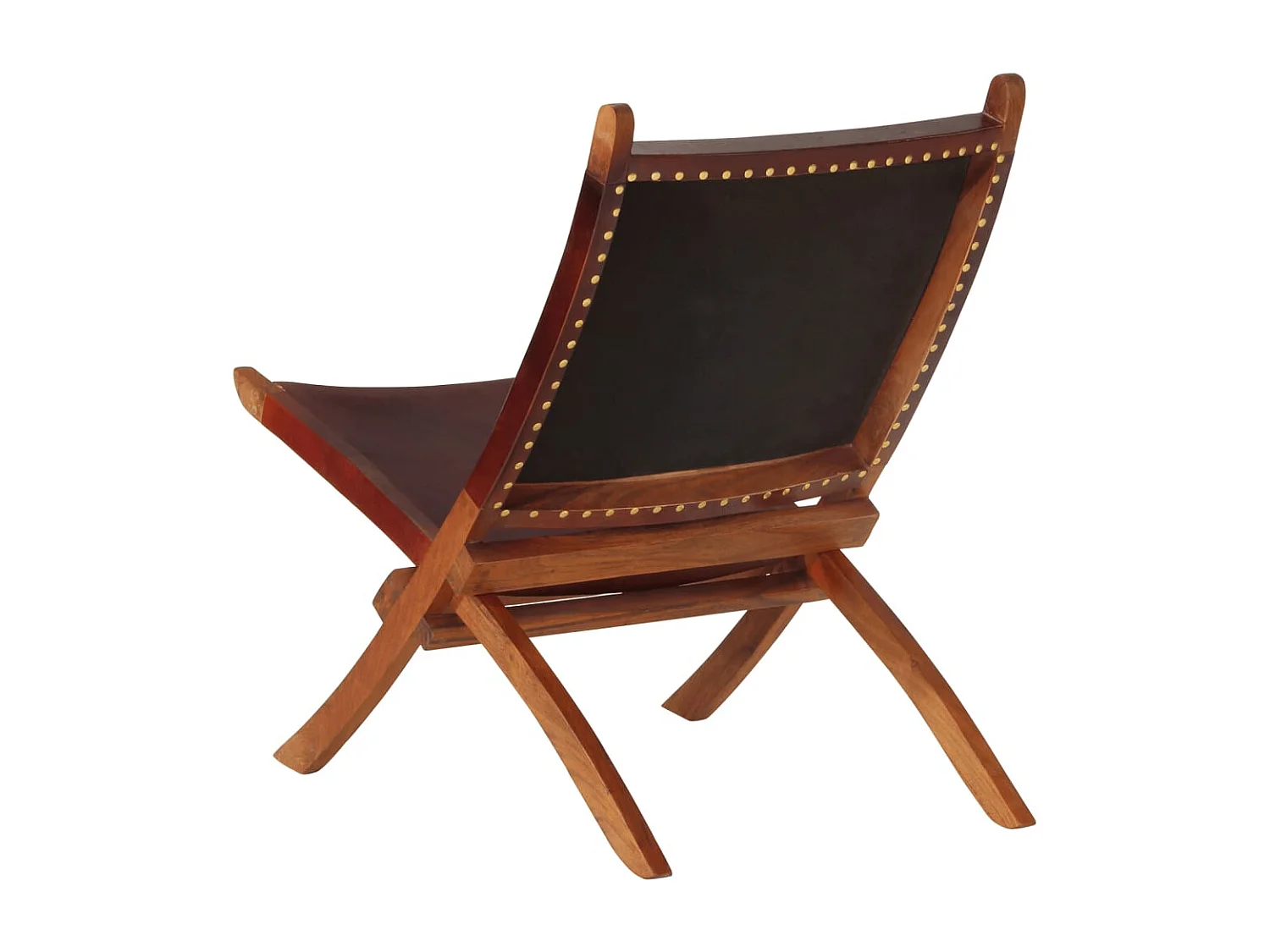 Chaise de relaxation pliable cuir véritable marron foncé