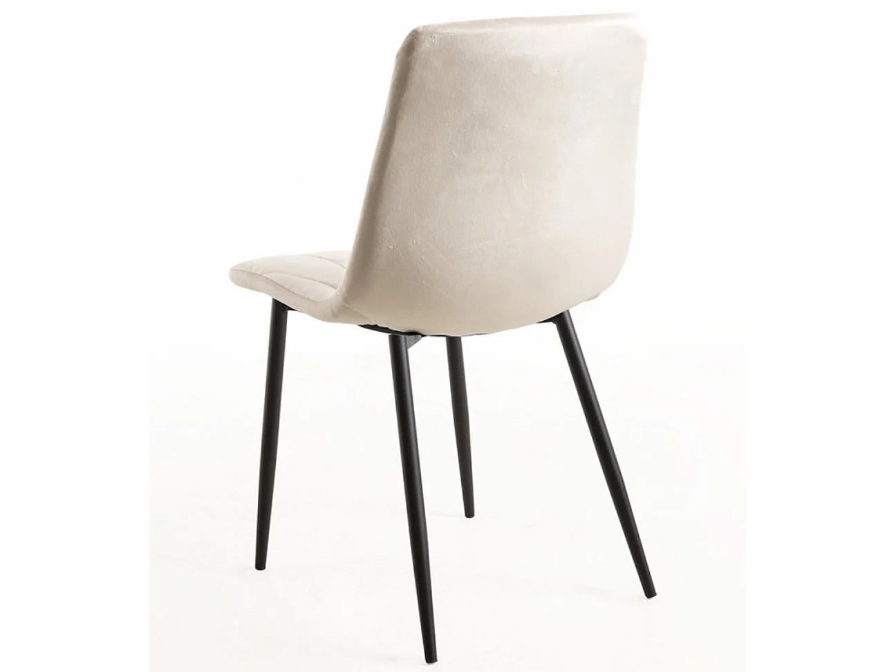 Juego de 2 sillas ARIEL – Terciopelo acolchado con rombos y patas de acero negro-Beige claro