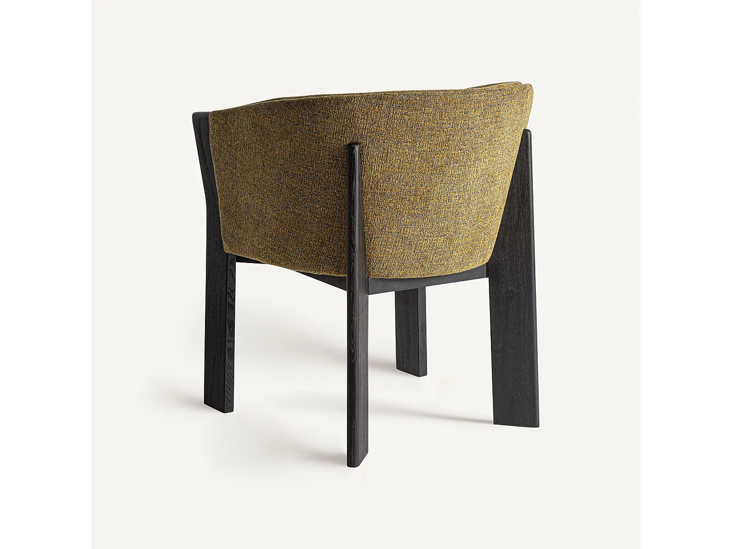 Chaise curvée en tissu beige et bois massif de chêne clair NARA-Jaune