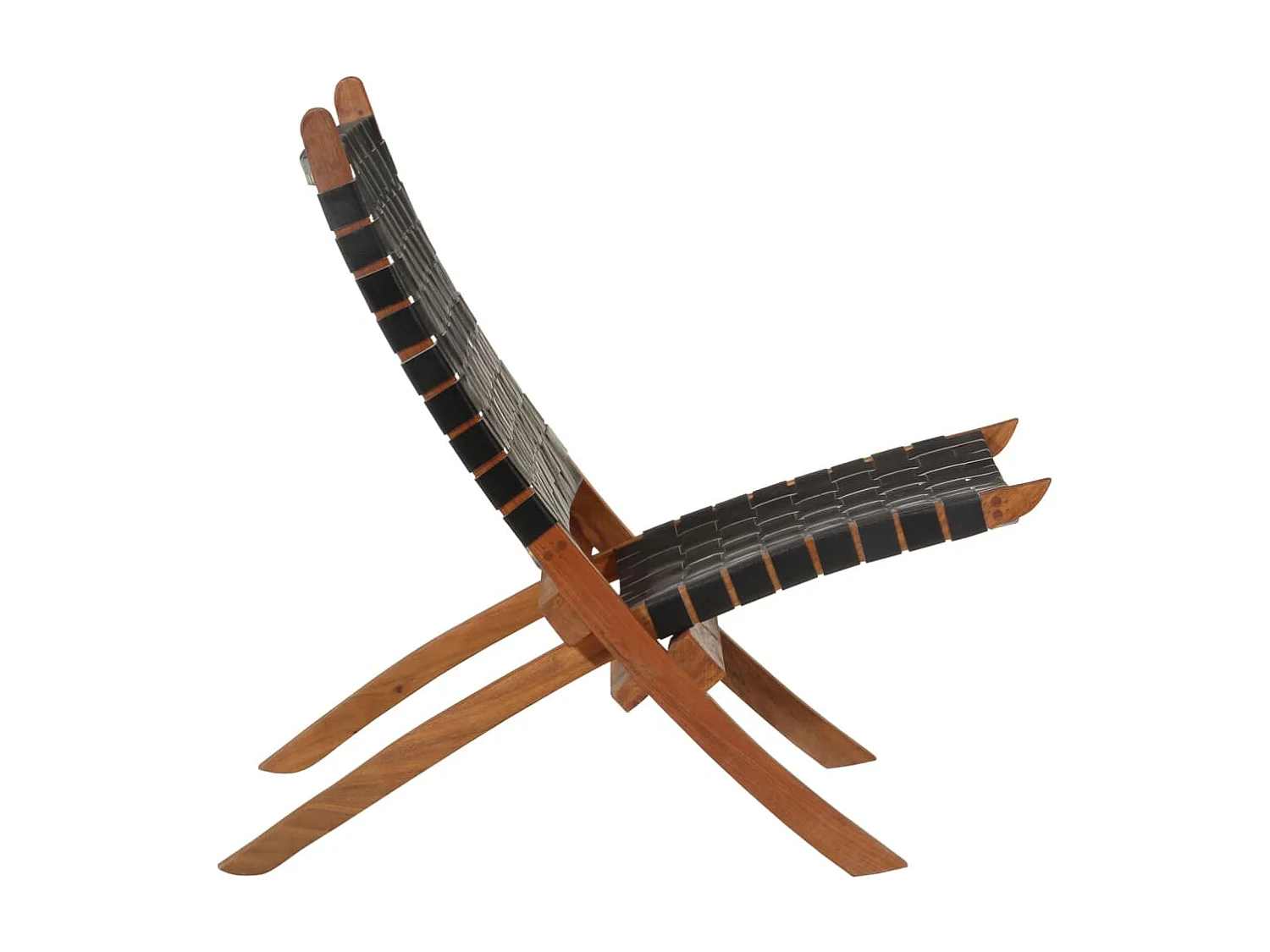 Chaise de relaxation pliable noir cuir véritable