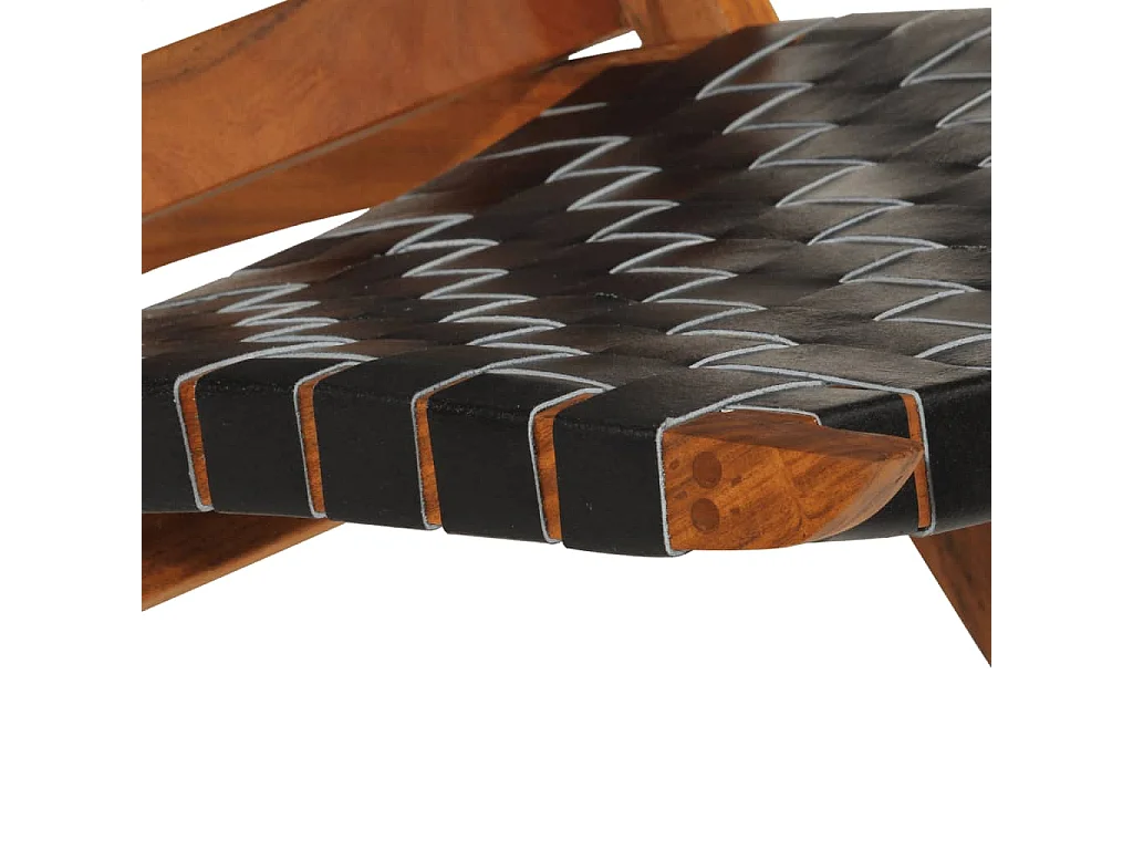 Chaise de relaxation pliable noir cuir véritable