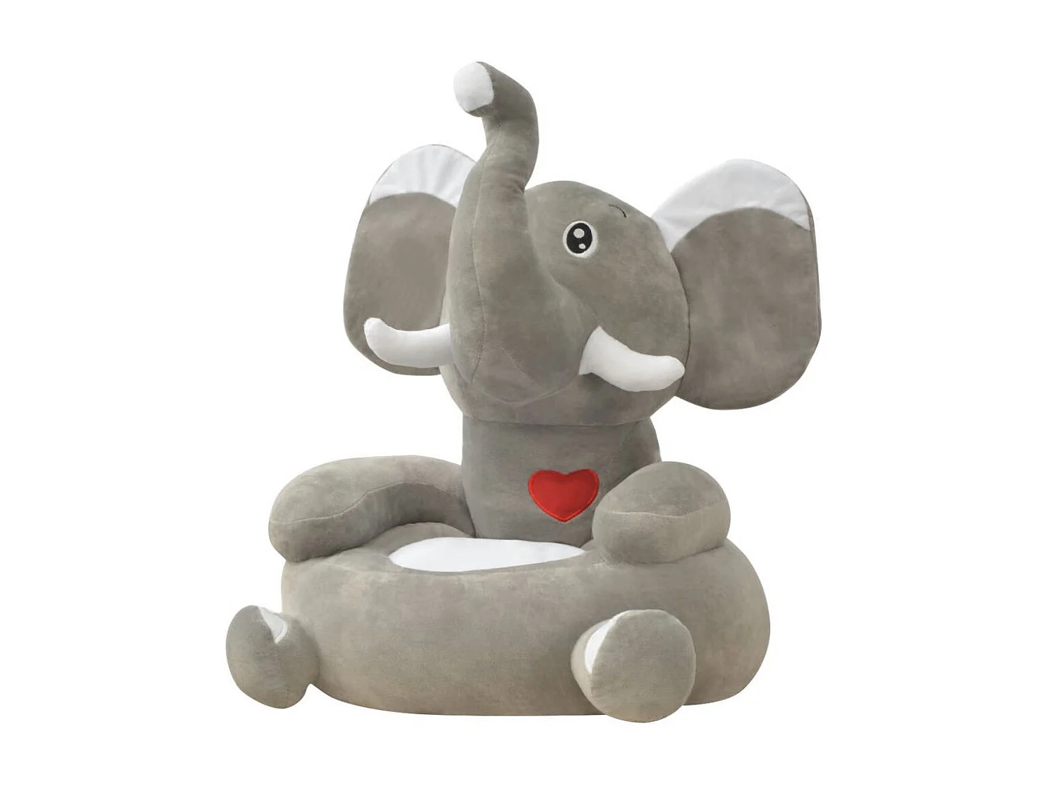 Chaise en peluche pour enfant Éléphant gris