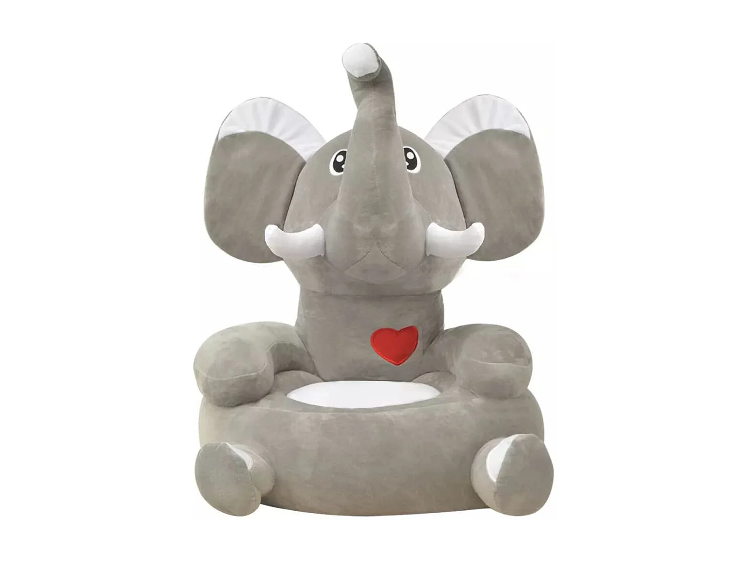 Chaise en peluche pour enfant Éléphant gris