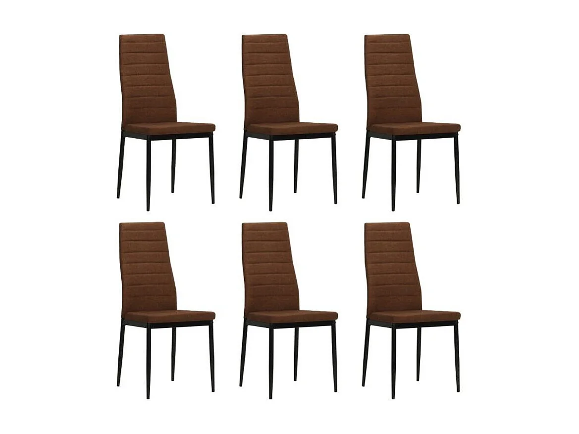 Chaise tissu marron et pieds métal noir Karlane - Lot de 6