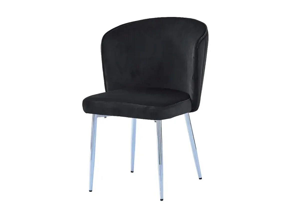 Lot de 4 chaise en velours et pied métal chromé Kosmi-Noir