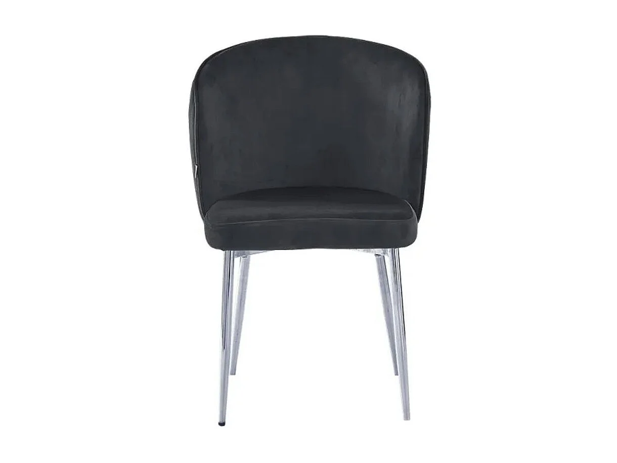 Lot de 4 chaise en velours et pied métal chromé Kosmi-Noir