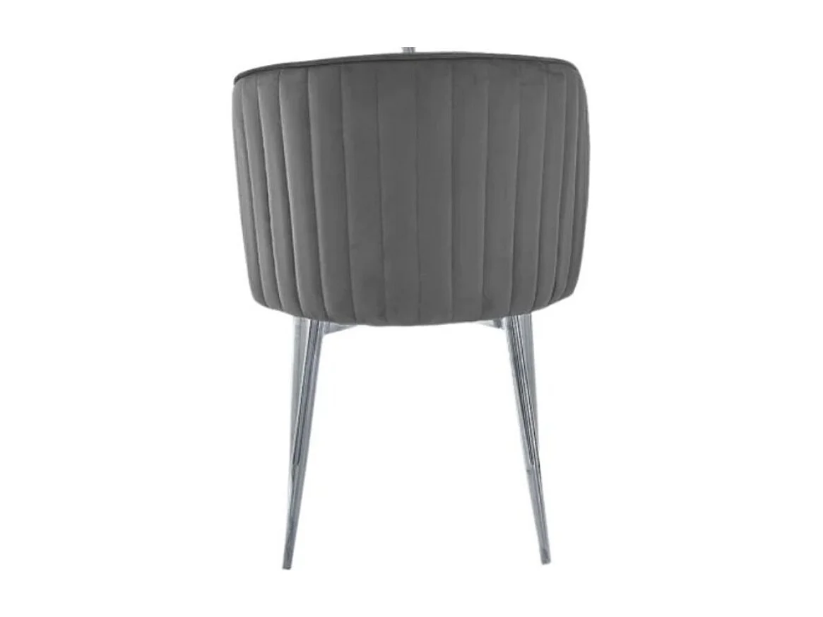 Lot de 4 chaise en velours et pied métal chromé Kosmi-Noir