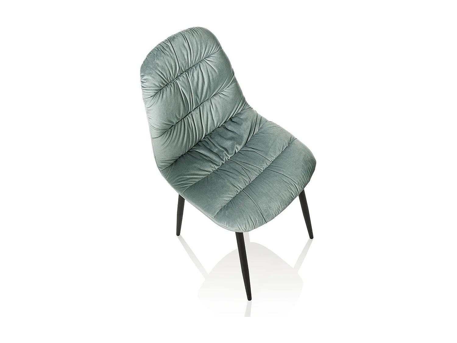 Groen fluwelen stoel en zwart metalen poten Dynas - Set van 4