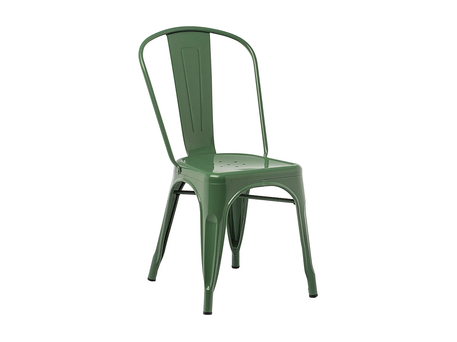 Silla industrial de acero brillante Kontoir, negra-Verde caqui