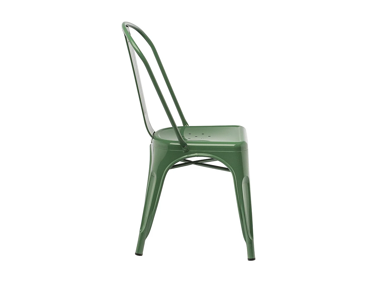 Silla industrial de acero brillante Kontoir, negra-Verde caqui