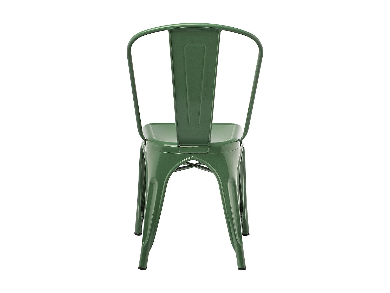 Silla industrial de acero brillante Kontoir, negra-Verde caqui